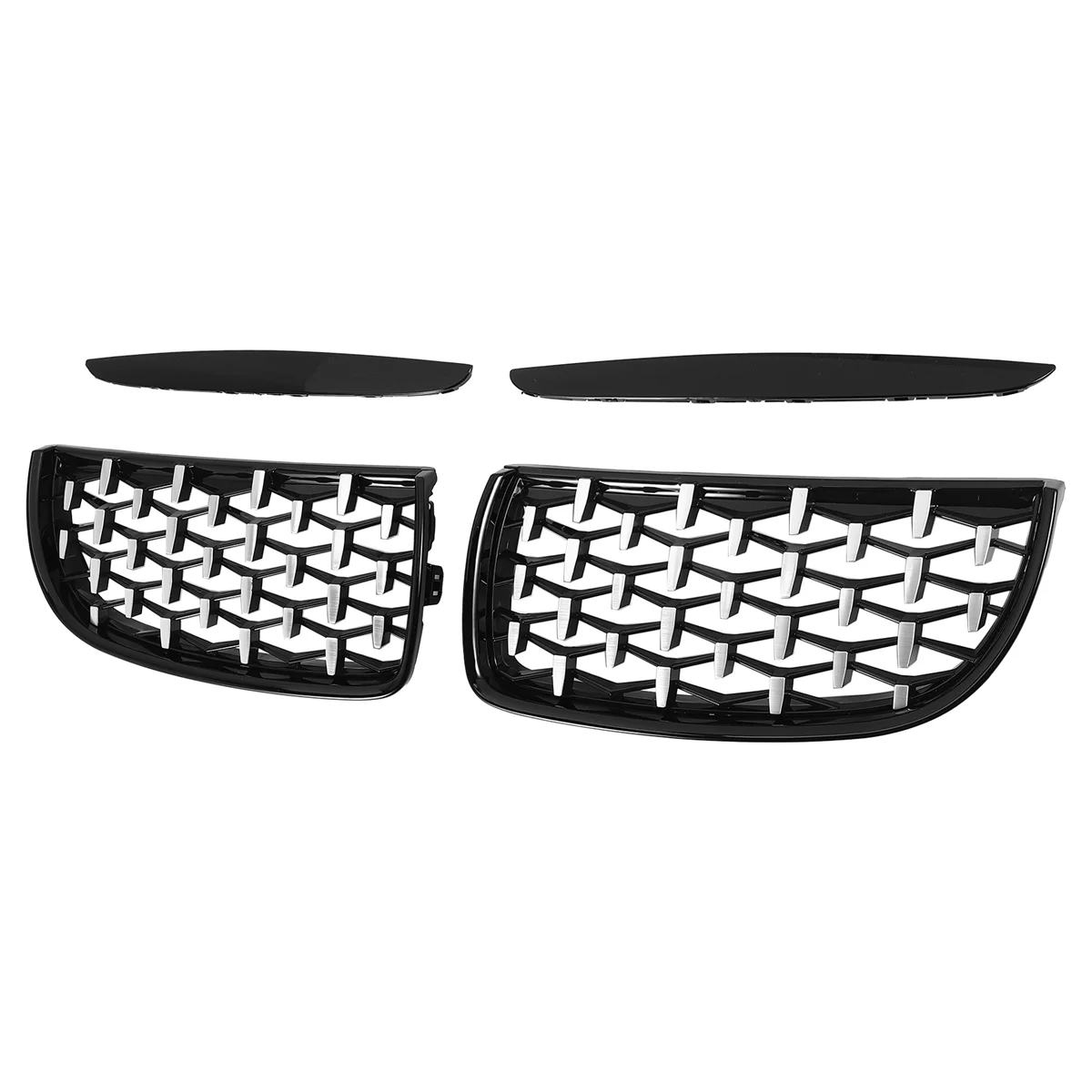 Gloss Black&Chrome Diamond Meteor Latest Style Grille for -BMW 3 Series E90 E91 325I 328I 335I Pre-LCI 2005-2008