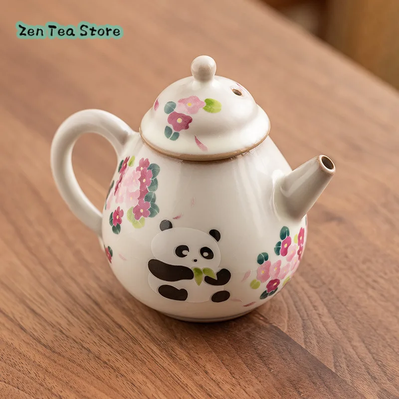 Lard Frozen Panda Pear Shaped Pot Ru Kiln Lovely Teapot Single Pot Tea Home Ladies Tea Set Mini Pot