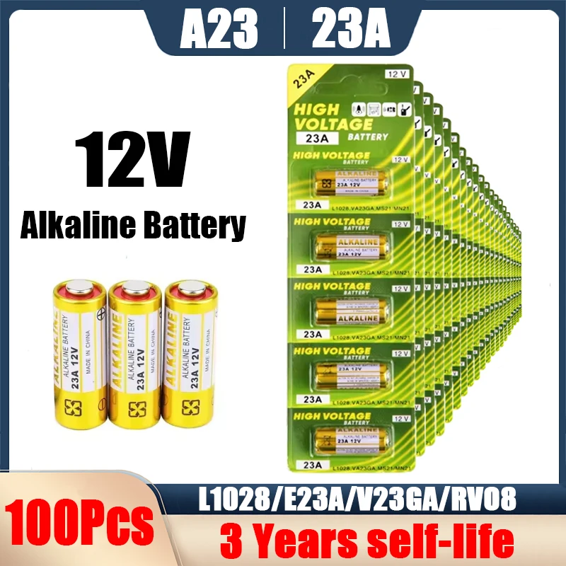 5-100 قطعة A23 23A 12 فولت بطارية قلوية L1028 E23A K23A V23GA GP23A RV08 LRV08 لجرس الباب لعبة التحكم عن بعد إنذار السيارة
