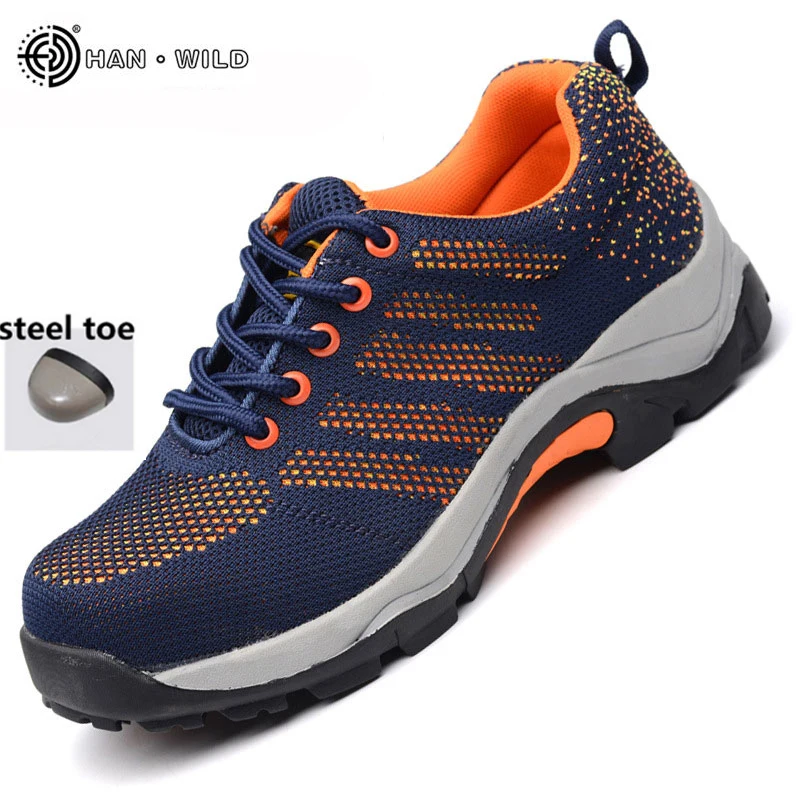 Men's Steel Toe Work Boots Mesh Breathable Puncture Proof Labor Insurance Safety Shoes Men's Casual Work Shoes