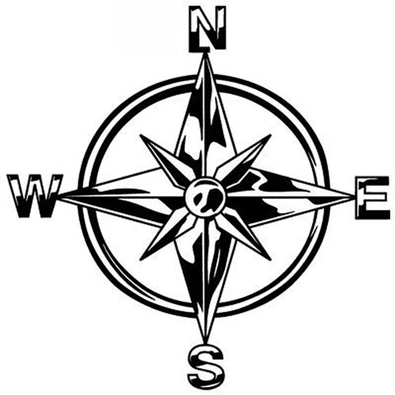 

Car Stickers NSWE Tribal Compass Rose Nautical Star PVC Car Decoration Accessories Decals Creative Black/white,16cm*16cm