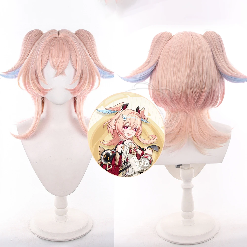 Anime Genshin Impact Linnea Women Cos Wigs Cosplay Costumes Headwear 50cm Long Simulation Scalp Thick Mixed Puffy Long Hair Wigs