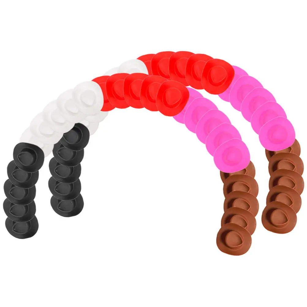 

50Pcs Mini Cowboy Hats Plastic Fashionable Western Style Tiny Hats for Miniature Scene Props Party Decoration Craft Supplies