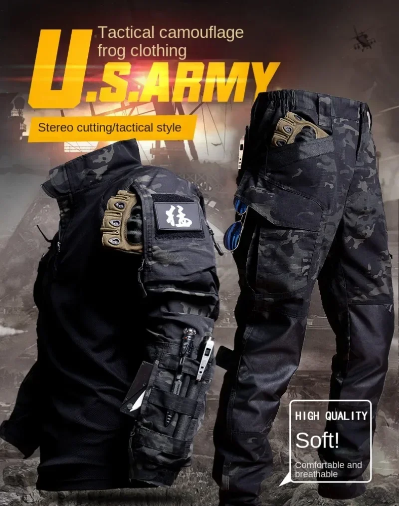 Taktisches Set für Herren Outdoor-Training Atmungsaktive Tarnuniform Kriegsspiele 2-teiliges Set Schnelltrocknende Wanderkleidung Verschleißfeste Sets – Detail 5