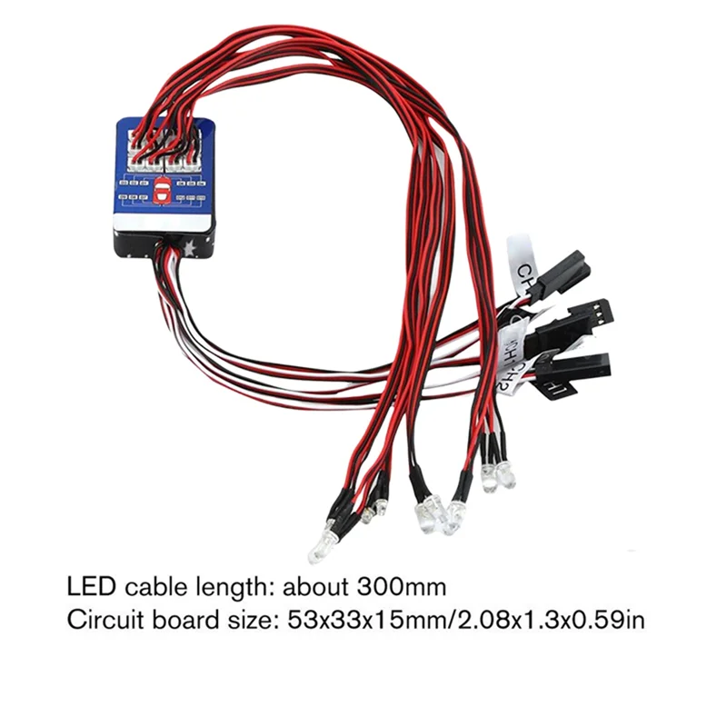 AS96-RC carro 12 led conjunto de luz sistema iluminação kit simulação luzes piscando para 1/10 1/8 rc carro caminhão iluminação acessório