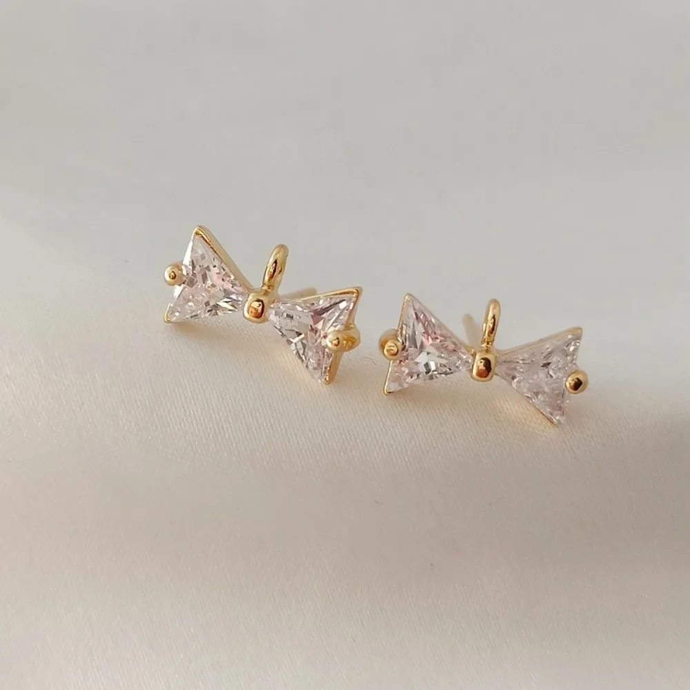 Ohrstecker aus 14 Karat vergoldetem S925-Silber mit Zirkonschleifen und Anhängerohrringen, handgefertigter DIY-Schmuck