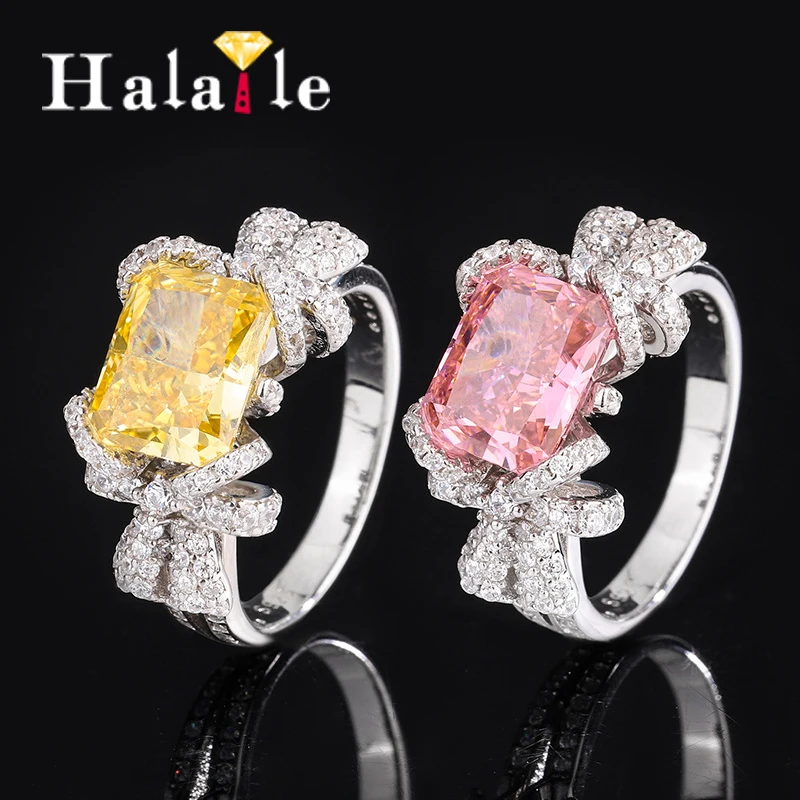 

Halaile S925 Sterling Silver Zircon Jewelry High Carbon Diamond Bowknot Ring Fine Jewelry Elegant Birthday Party Gift for Women