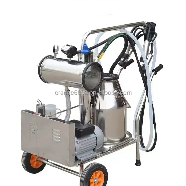 Mobile Milking Machine Single And Double Barrel Vacuum Pump Milking Machine