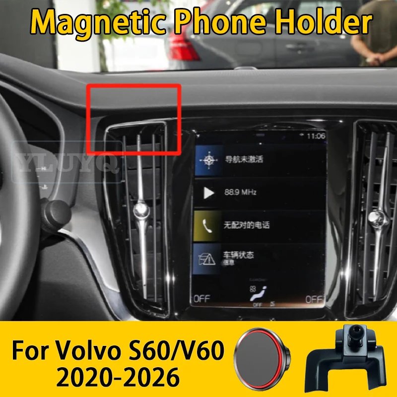 

For Volvo S60 V60 2020-2025 In-Car Phone Holder, Magnetic Air Vent Mount, Gravity Stand, 360° Multi-Angle Adjustable