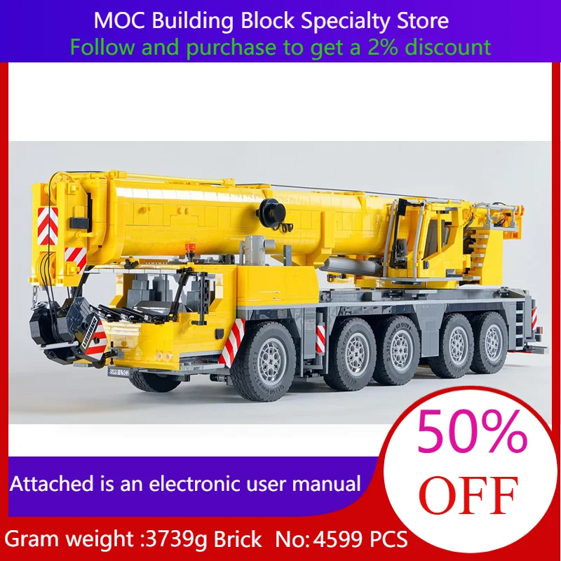 

Модель строительного блока MOC57421, автомобильный инженерный кран, 4599, детали LTM 12501, игрушка для взрослых и мальчиков, подарок на день рождения