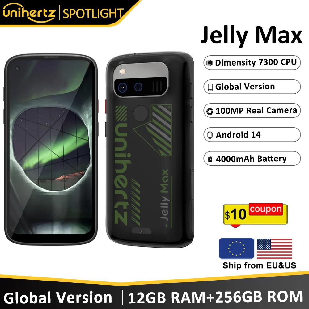 Unihertz Jelly Max Mini Smartphone Dimensity 7300 CPU 5G Android 14 24GB 256GB 32MP 100MP Camera Dual Nano SIM Card