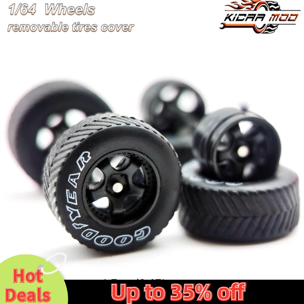 1/64 Model Car Wheels with Rubber All Terrain Tires Work S1 Refitting Parts for Off-road Vehicle HotWheels D: 17mm 1 Set