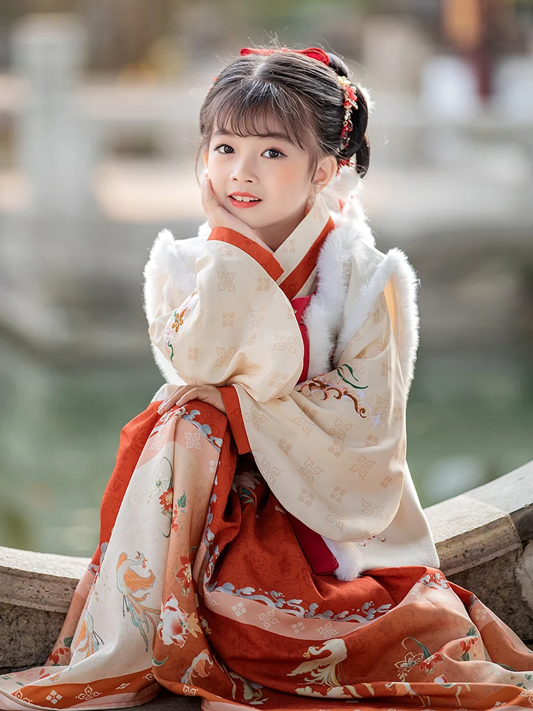 Giacche, gonne da ragazza, Ming made Hanfu Bijia, gonna a forma di cavallo addensata per bambini autunno e inverno, abbigliamento di capodanno