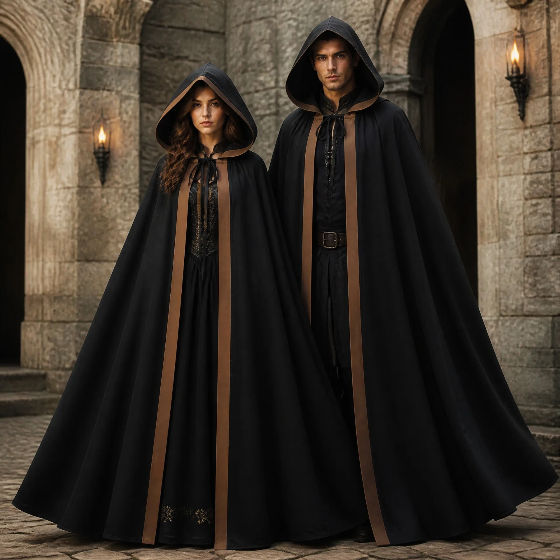 Mittelalterlicher Erwachsenen-Krieger-Umhang mit Kapuze, Unisex, Kontraststreifen, Zauberer-Robe, Halloween-Party, Festival, Cosplay-Kostüm 2026 – Detail 8