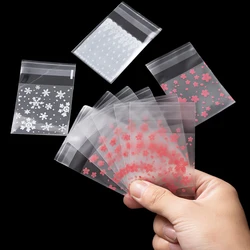 Sacos de plástico transparentes para doces, 100 pcs/lot, embalagens autoadesivas para armazenamento de jóias e presente