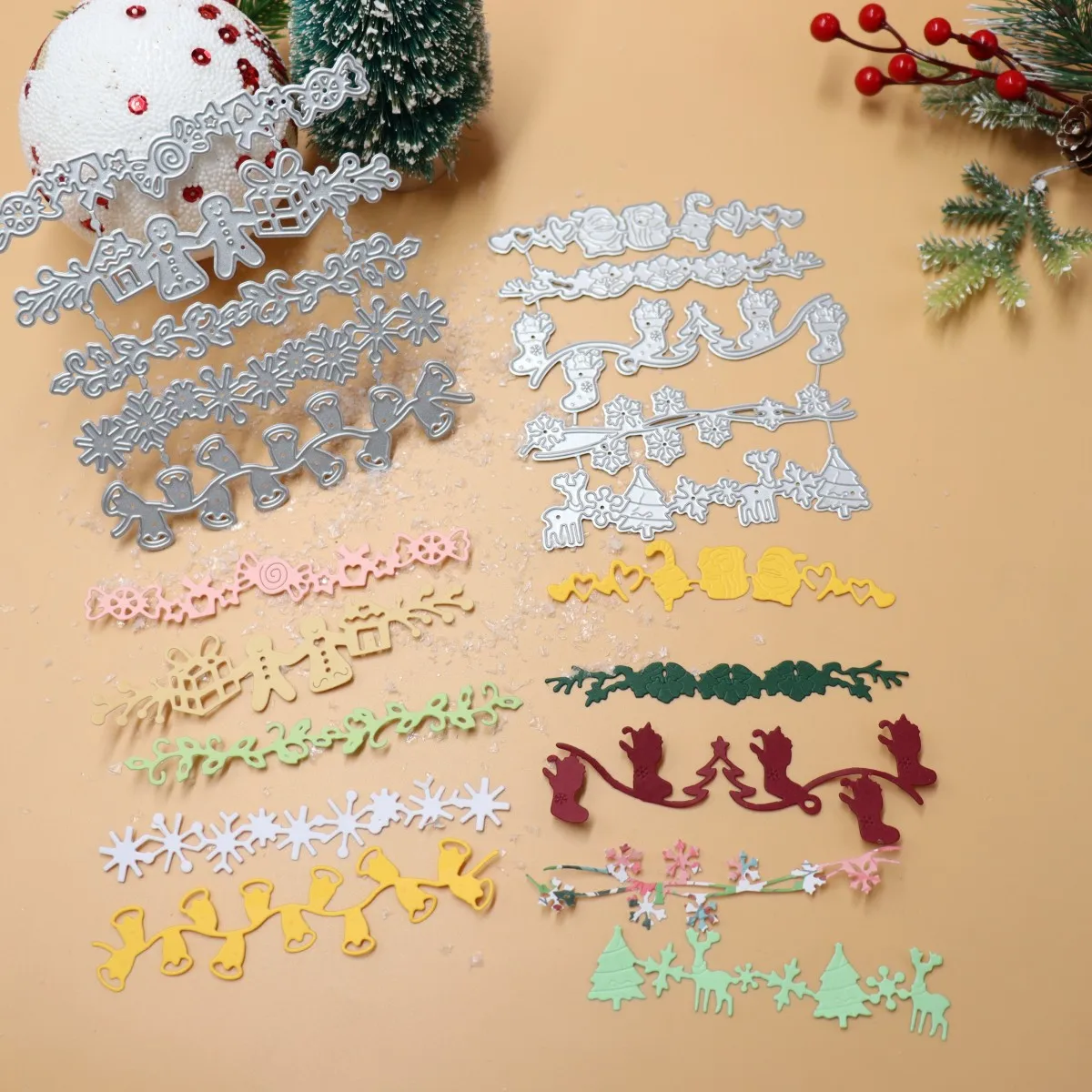 

Christmas Snowflake Bell Gingerbread Man Set Cut Die Scrapbook Paper Craft Mold Blade Punch Stencils Metal Cutting Dies