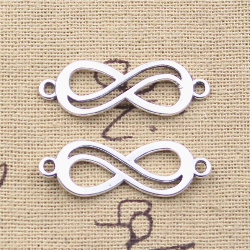 20pcs Charms Infinity Link Connector 33x11mm Antique Silver Color Pendants DIY Crafts Making Findings Handmade Tibetan Jewelry