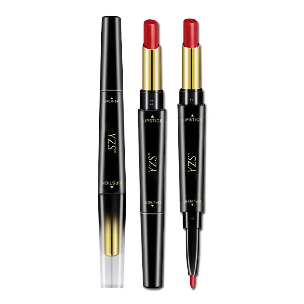 Matita per labbra a doppia testa 6 colori Cosmetici Impermeabile 2 in 1 Rossetto Tazza antiaderente Matita per labbra in velluto liscio Bellezza