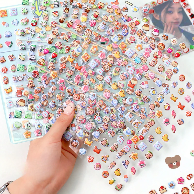 

Милые объемные наклейки с мультяшными животными для дневников и скрапбукинга, кавайные материалы для рукоделия, набор наклеек для чехлов телефонов