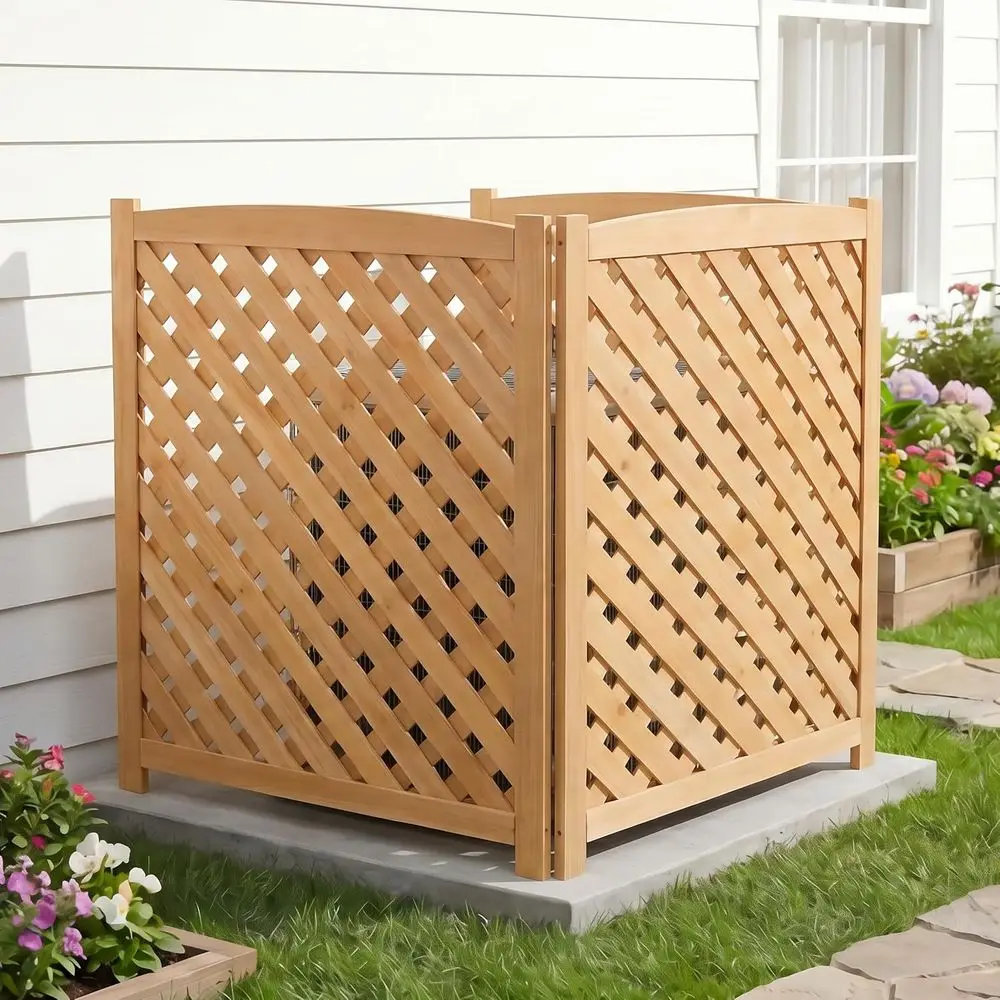 3-Panel Outdoor Air Conditioner ence Sn, Outside Wood Privacy ence, Trash Can ence Sn or Backyard Garden Patio 38