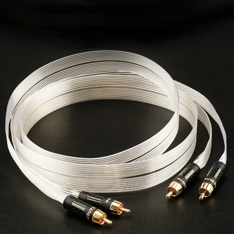 

Pair RCA Interconnect Cable Silver Plated HiFi Audio Line for Home Theater CD Amplifiers Subwoofer