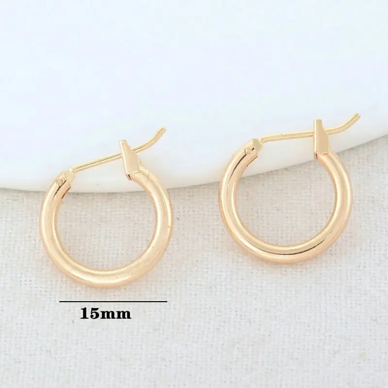 15MM 20MM 14K Gold Color Brass Round Earrings Hoops High Quality Jewelry Making Supplies Diy Findings Accessories