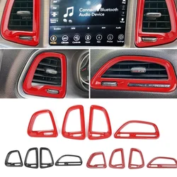 4PCS Carbon Fiber Challenger Center Console Air Condition Outlet Vent Trim Accessories for Dodge Challenger 2015-2020