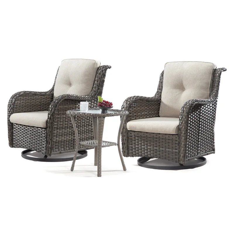 Outdoor rattan sofa, table and chair, rotating chair, rotating sofa, open-air leisure rattan art furniture set, swivel chair thr