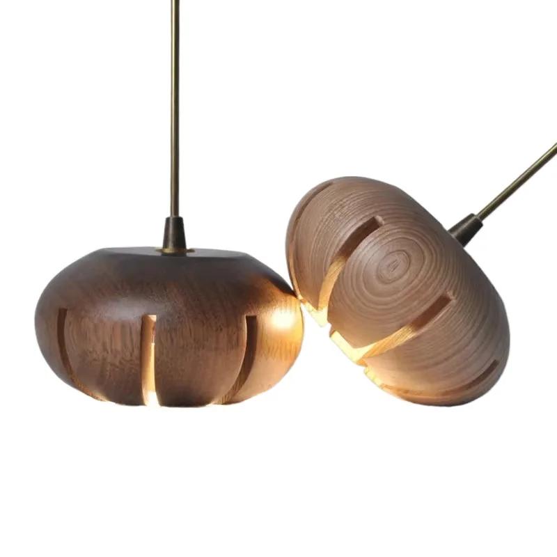 

Wood Pendant Lamp Floral Wooden Suspension Light Cafe Bar Office Home Dining Room Copper Tuber Hanging Ceiling Chandelier