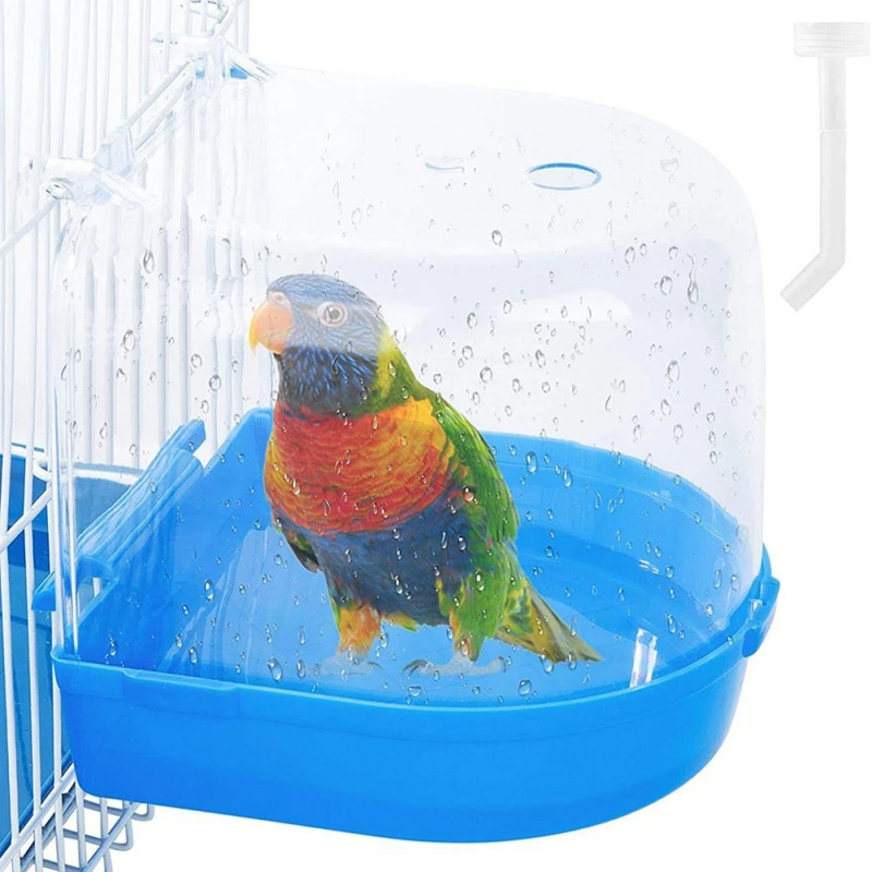 Bird Bathtub Shower Box Parrot Bathing Tub Cage Plastic Case Water Bath Tub for Pet Bird Hanging Bird Cage Bathing Box Bird Acce