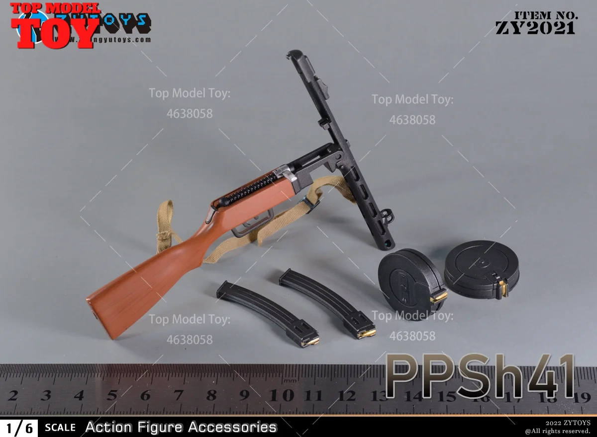 ZYTOYS ZY2021 1/6 Scale Gun Rifle Bobosa PPSh41 Weapon Model Plastics 13CM PVC Toy Fit 12'' Male Soldier Action Figure Body