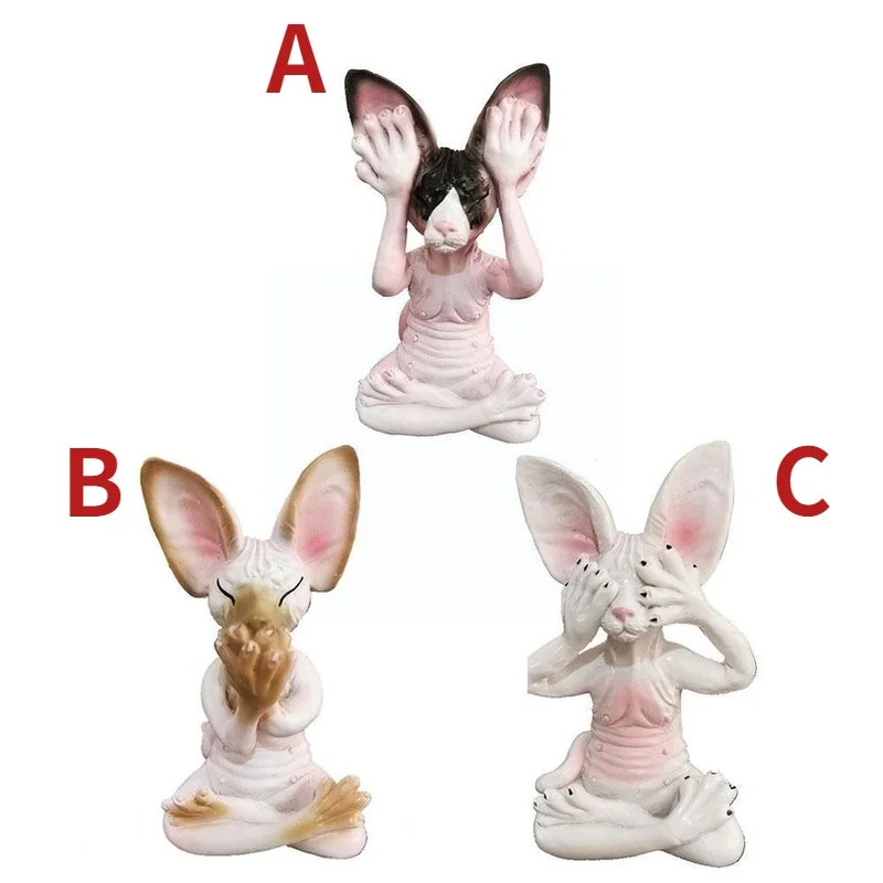 

Don't Watch, Don't Listen, Don't Talk, Meditate Cat Figurine Crafts Outdoor Figurines Garden Sculptures Whimsical Resin Cat