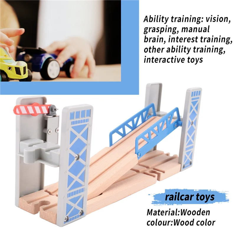 나무 기차 트랙 철도 세트 나무 더블 데크 다리 나무 액세서리 고架 교량 모델 어린이 어린이 선물
