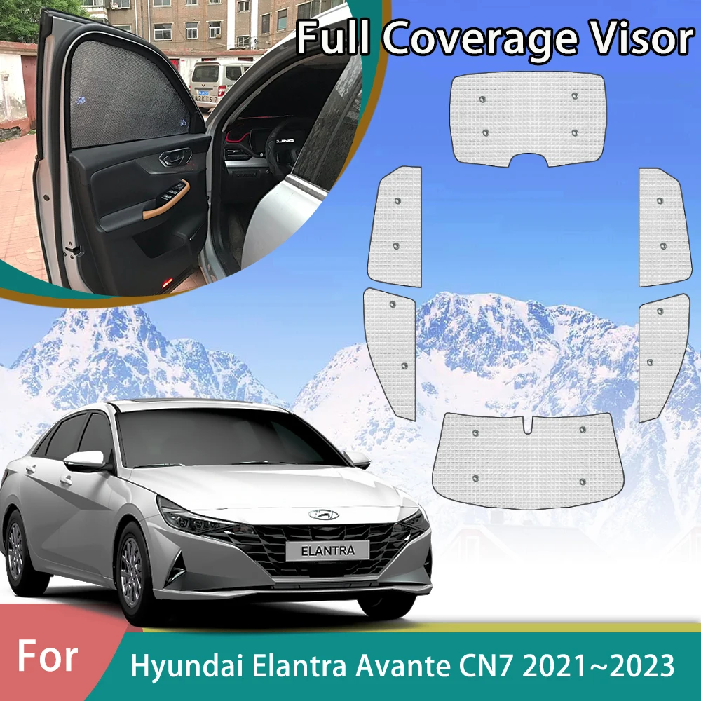 For Hyundai Elantra CN7 2021 2022 2023 Avante i30 Sedan Car Sunshades Accessories Sun UV Protection Windshield Window SunVisors