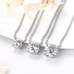 IOGOU Classic 1ct 2CT 3CT D Color VVS1 Moissanite Diamond Pendant Necklace Silver 925 Sterling for Women Certified Jewelry Gifts