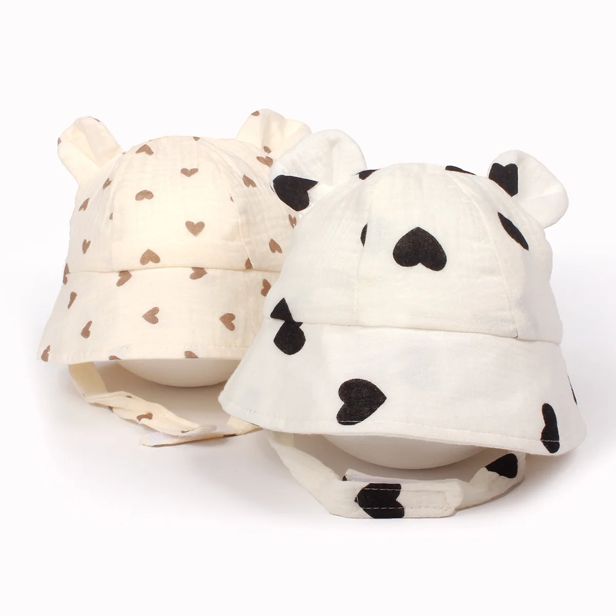 

Baby Sun Hat Bear Ear Bucket Hats Kids Summer Beach Cap for Children Sun Helmet Size Adjustable Cap Unisex Foldable Beanies