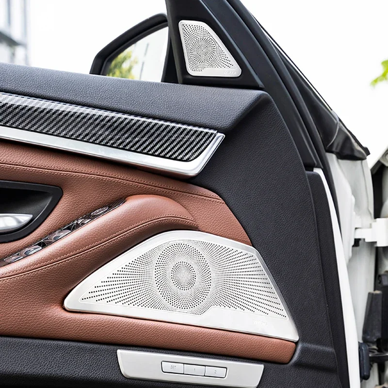 For BMW 5 Series F10 F11 2011-2016 Stainless Steel Cars Front Door Stereo Panel Speaker Decorative Cover Interior Accessories - view 4