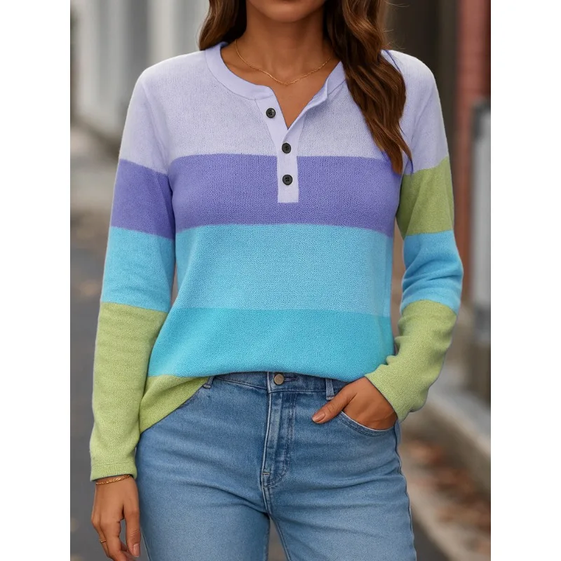 

Loose Pullover Digital Printed Women's T-shirt New Women's Casual V-neck Long-sleeved