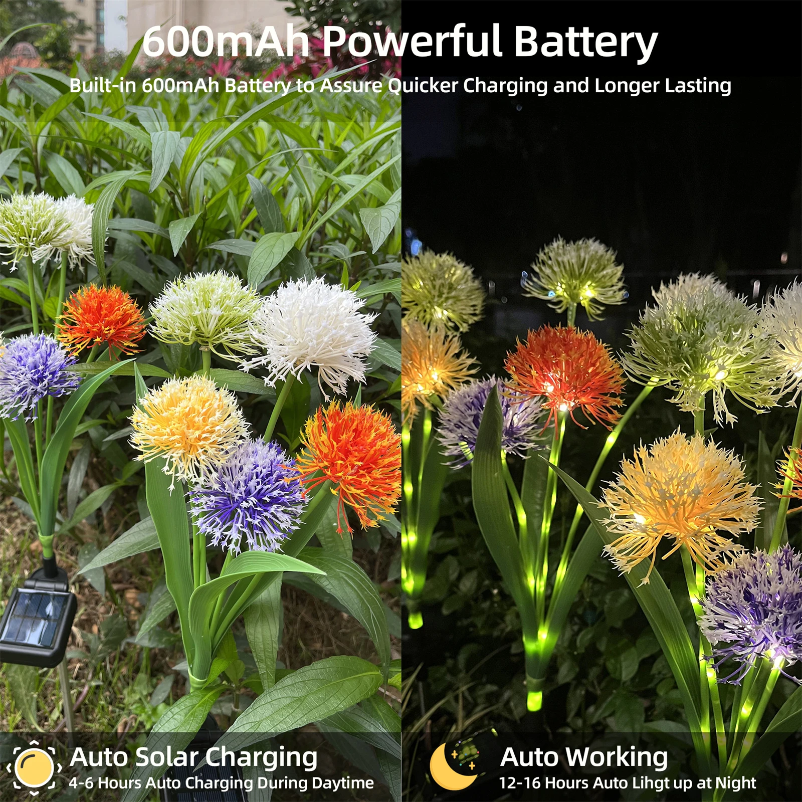 Outdoor Solar Garden Lights Solar Dandelion Flowers IP65 Waterproof Decoration Light for Garden Lawn Yard Wedding