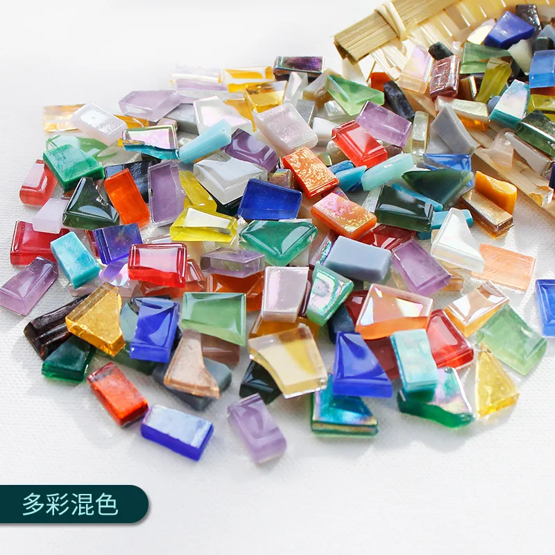 100g Clear Glass Mosaic Tiles Multi Color Mosaic Piece DIY Mosaic Making Stones for Craft Hobby Arts Home Wall Decoration arte