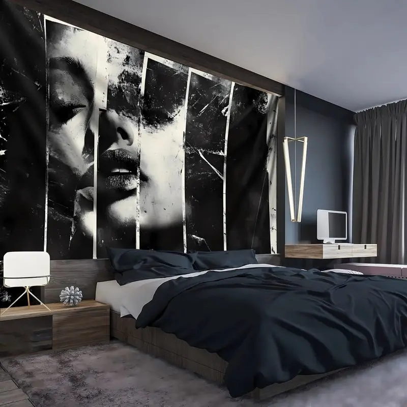 VIKAMA Retro Black and White Column Broken Vintage Art Tapestry Wall Hanging Home Decor for Bedroom Living Room Dorm