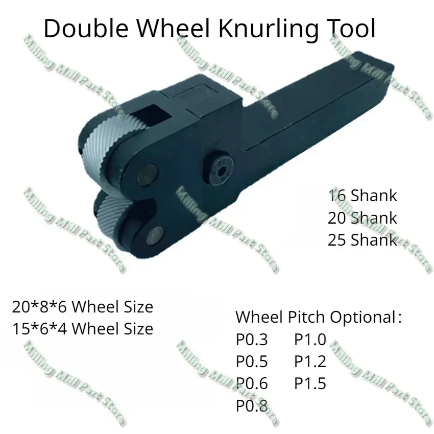 Double Wheel Knurling Tool 16/20/25 Shank 20*8*6 Wheel 0.3mm-1.5mm Wheel Pitch Knurling 30º/45º Lathe Cutter Head Knurling Tool