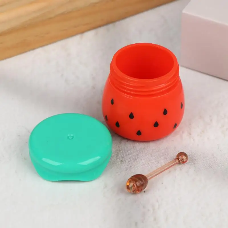 1 Stück Niedlicher Wassermelonen-Lippenbalsam-Behälter, Leeres Lippenmasken-Gefäß mit Mini-Honigstab, Lippenstift-Verpackung, Mini-Kosmetikspender – Detail 5
