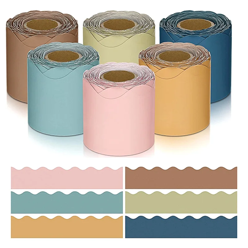 6 Rolls 196.8 Ft Color Classroom Borders for Bulletin Board Scalloped Bulletin Board for Classroom Bulletin Board Decor