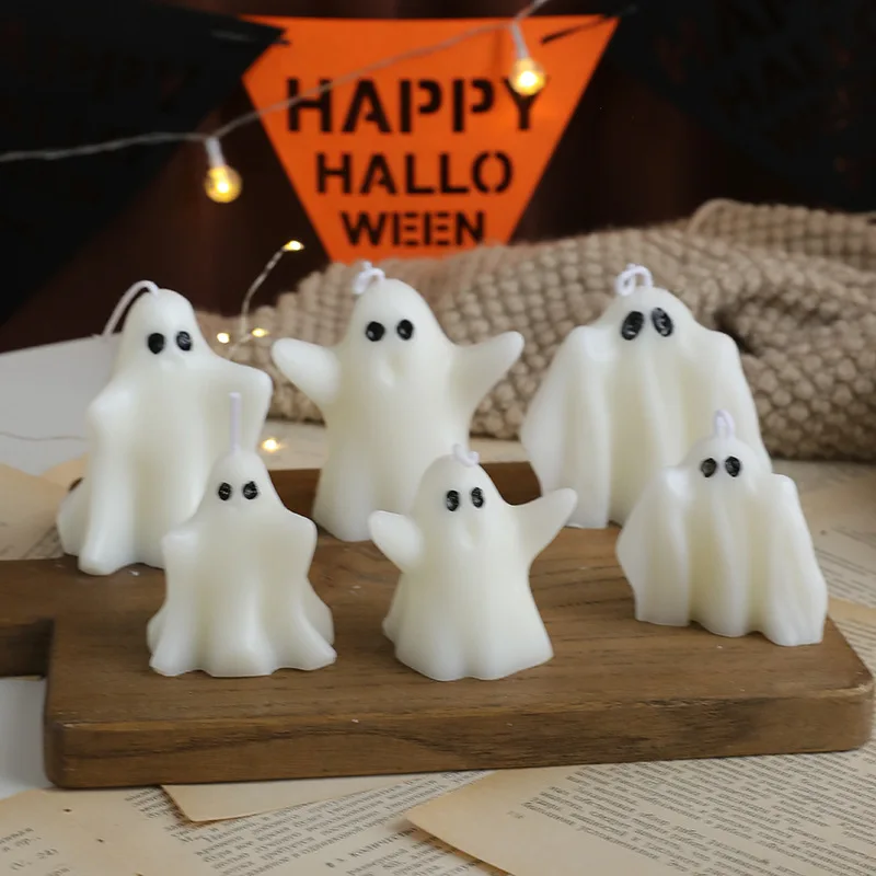 Halloween-Geisterkerze, zu Hause geformtes Wachsset, Festival-Duftkerzen, Atmosphäre mit Halloween-Motiv, Dekoration, lustige Geschenke