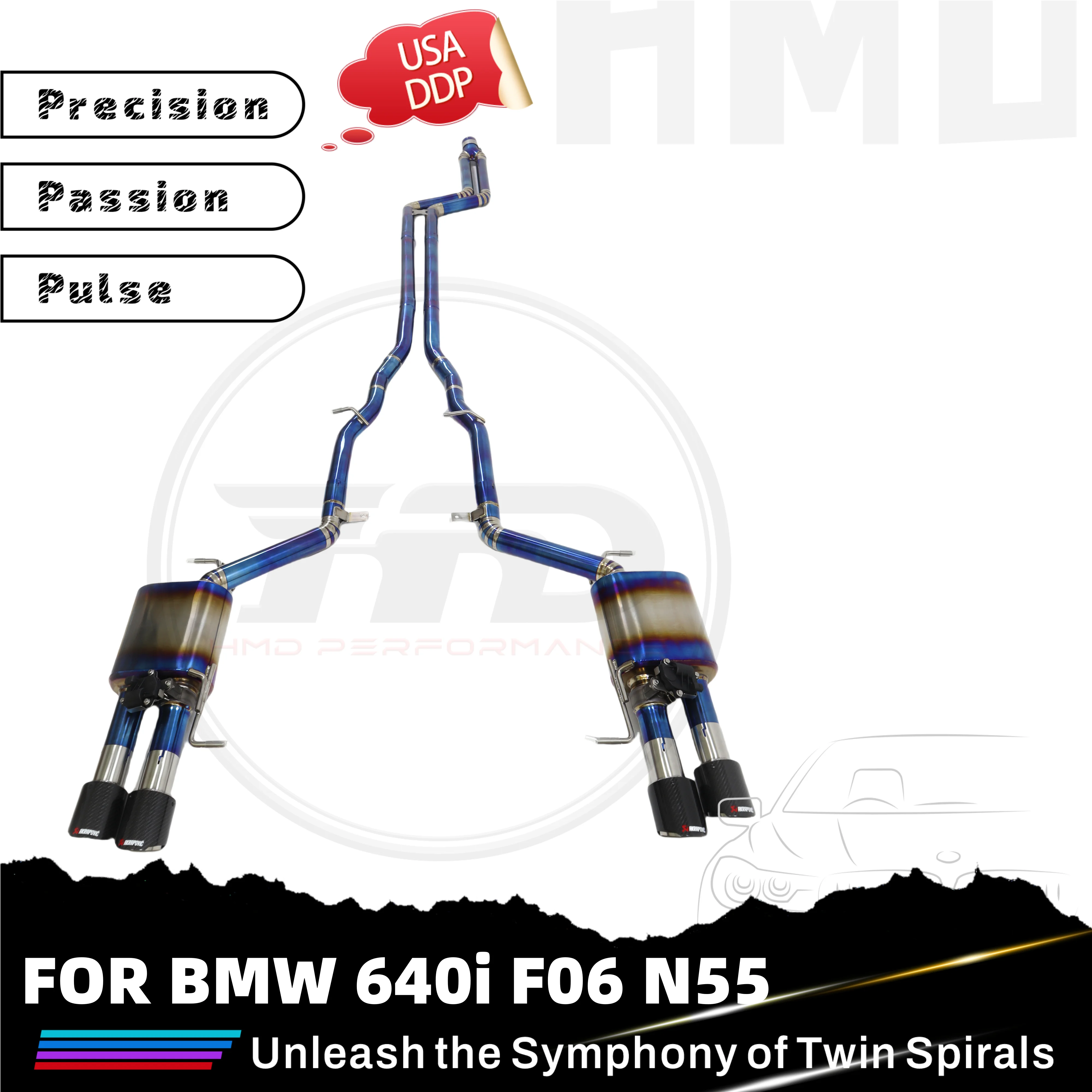 

HMD Catback for BMW 640i F06 N55 Electronic Valve Muffler Titanium Alloy Exhaust High Performance Exhaust System