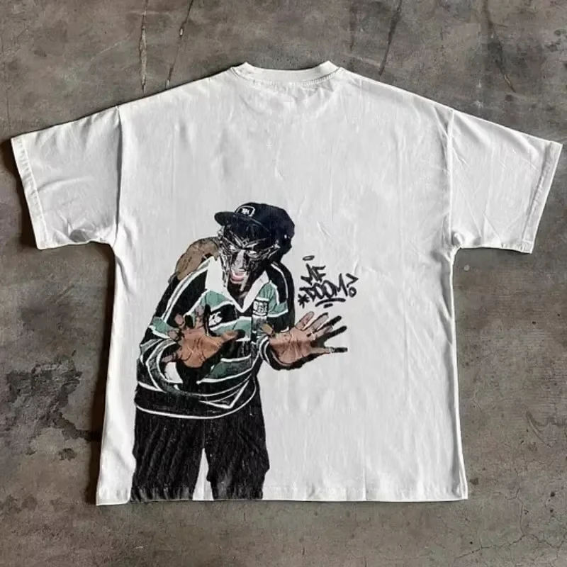 Sopula Vintage The Illest Villain Mf Doom جرافيك عادية كرة السلة في الشارع تي شيرت Harajuku المتضخم تي شيرت جرافيك تي شيرت