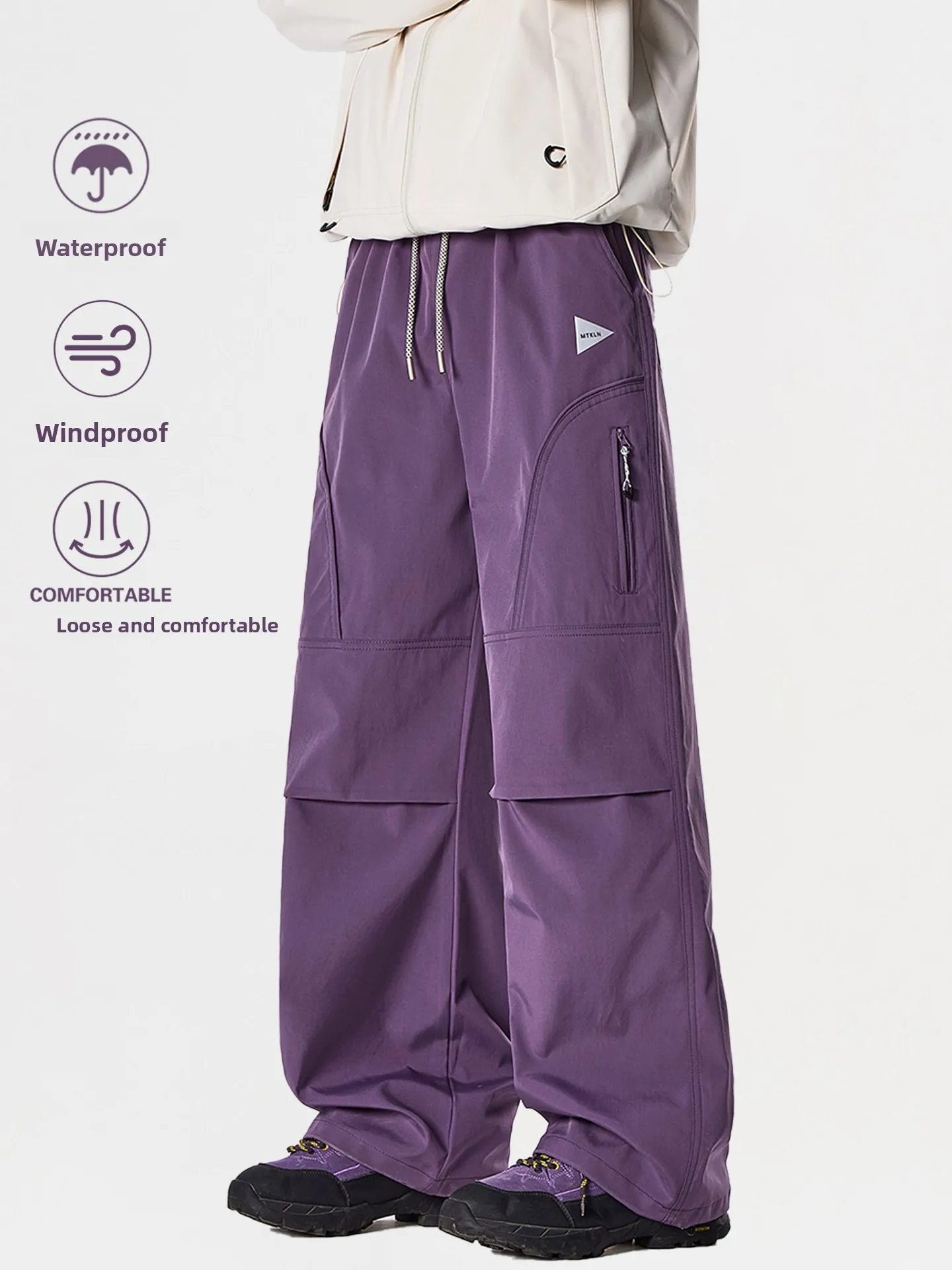 

Outdoor Windproof Fce Lined Straight Leg Work Trousers Men Women Skiing Pants Spring Seasonal Functional Trousers