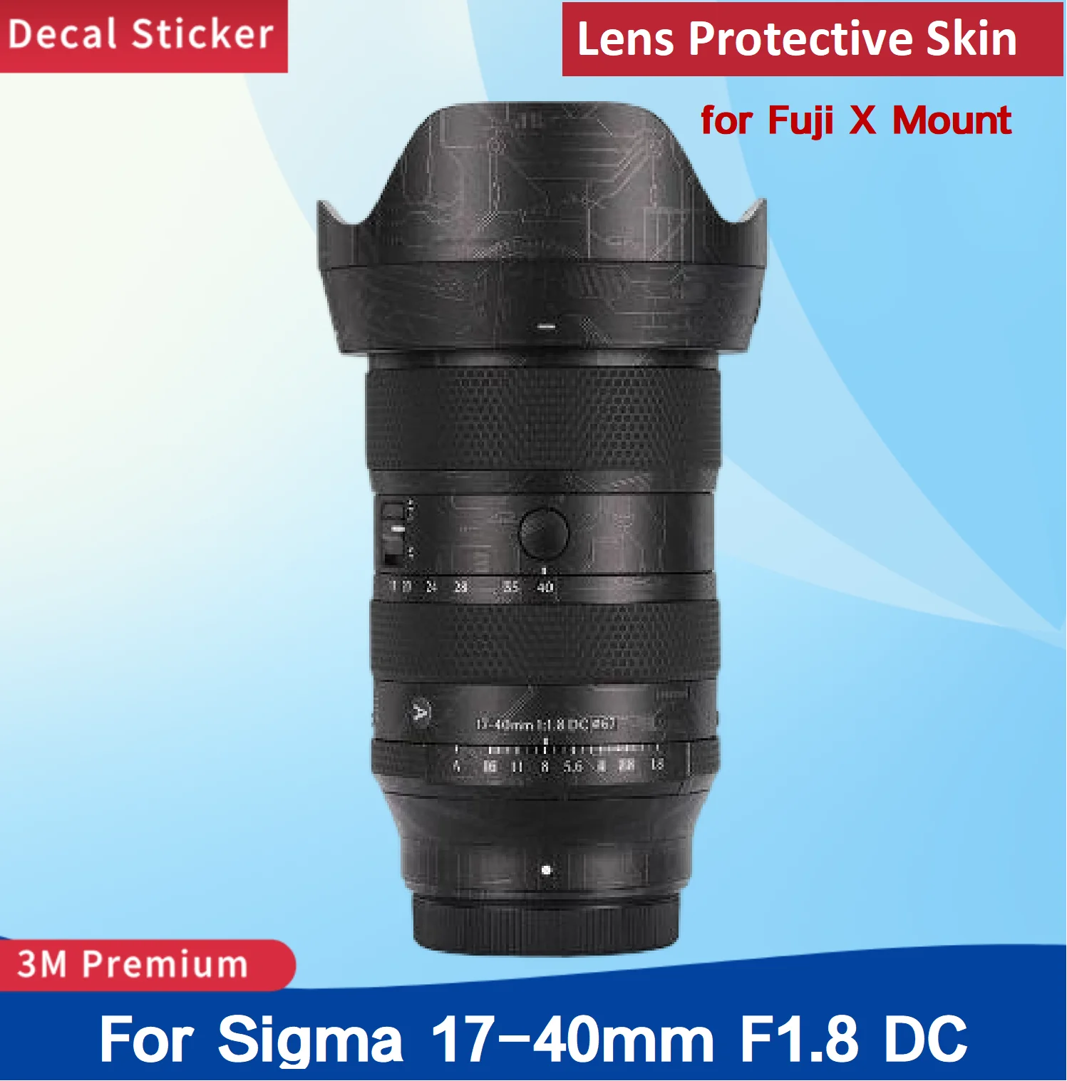 

Для Sigma 17-40 мм F1.8 DC для Fuji X крепление объектива наклейка защитная наклейка на кожу пленка защита от царапин