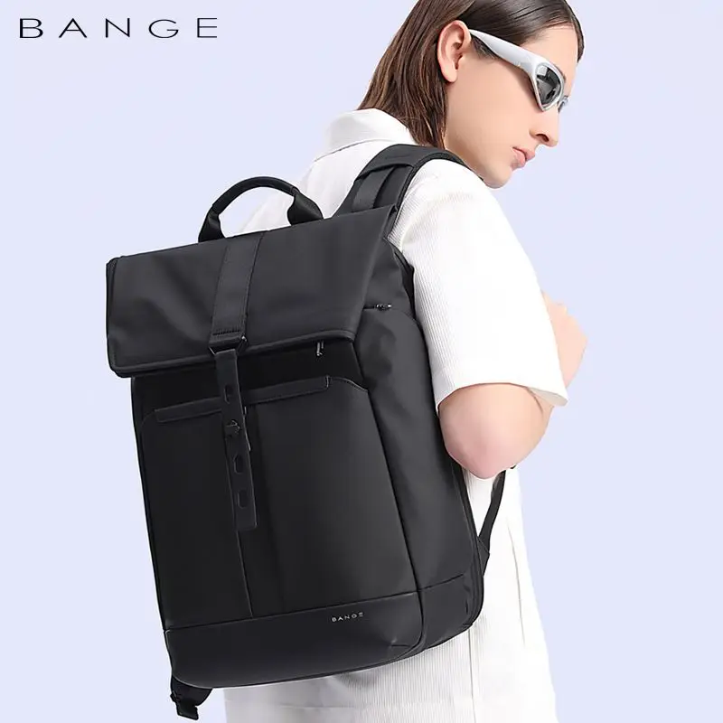 BANGE 15.6-inch laptop Men\'s business backpack waterproof multi compartment travel bag Black backpack suitable for men and women